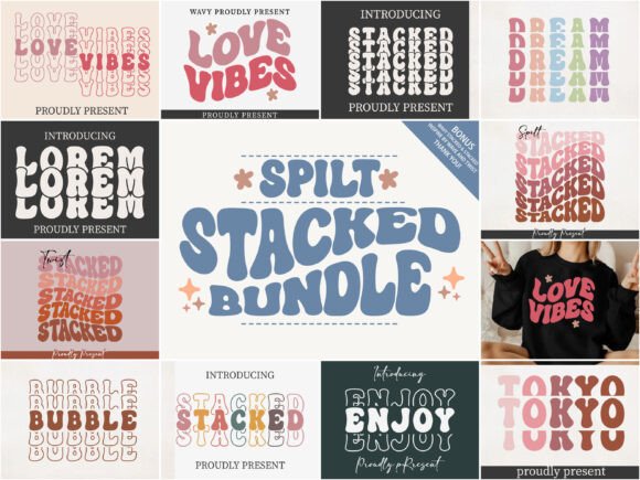 Discover the Spilt Stacked Bundle Groovy Display Font